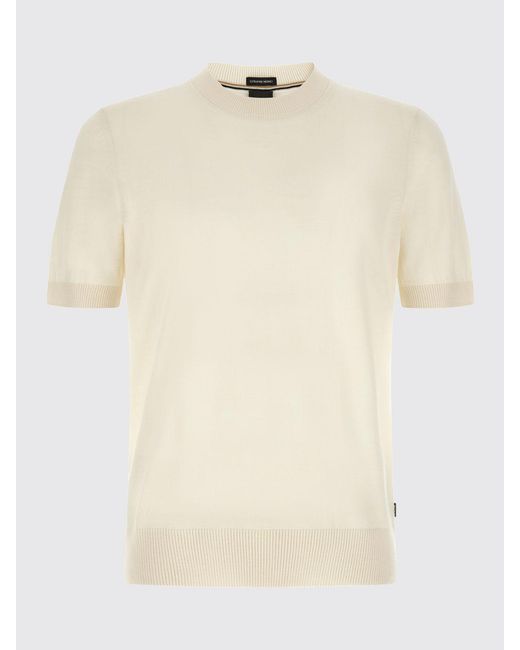Boss White Short-Sleeved Crew-Neck Jumper for men