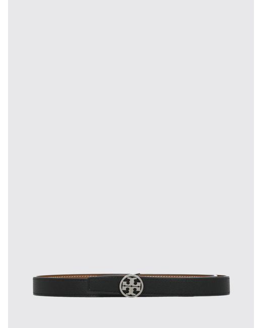 Tory Burch White Miller Leather Belt With Double T Logo