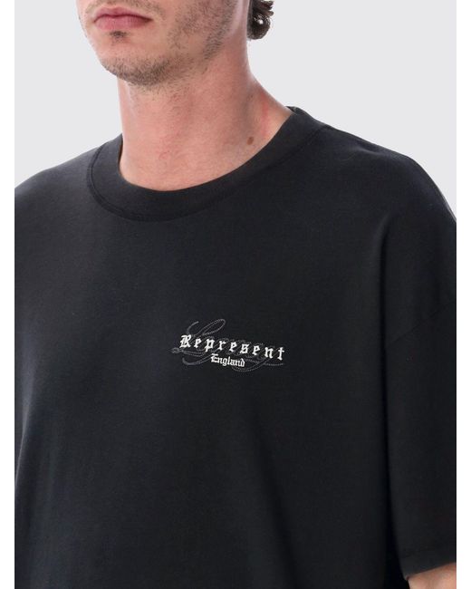 Represent Black Cotton Crew-Neck T-Shirt With Logo for men