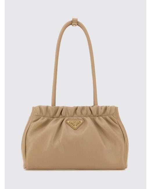 Prada Natural Gathered Nappa Leather Bag