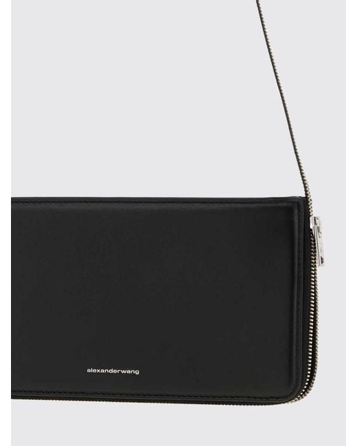 Alexander Wang Black Siren Bovine Leather Shoulder Bag With Laminated Logo