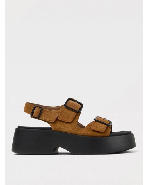 Camper Brown Tasha Platform Sandal Buckle Closure