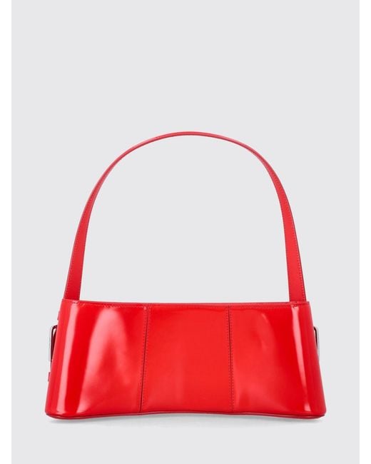 Coperni Red Ergonomic Brushed Leather Shoulder Bag With Impressed Logo