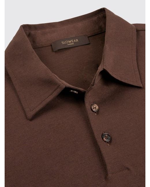 Zanone Brown Cotton And Silk Polo Shirt for men
