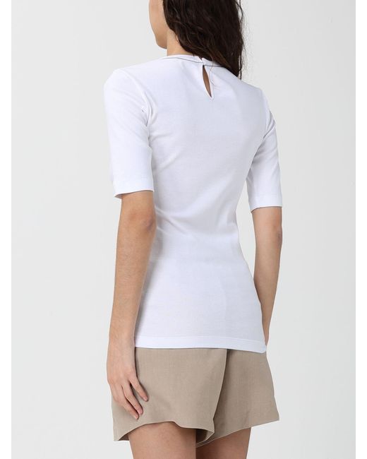 Brunello Cucinelli White Cotton T-Shirt With Nickel-Free Monile