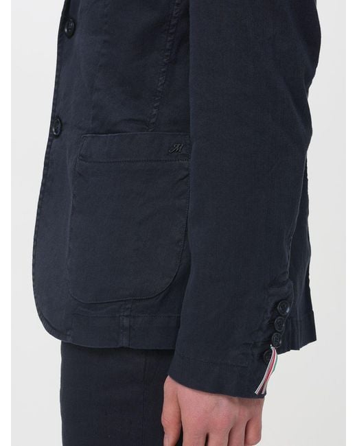 Mason's Blue Single Breasted Cotton And Linen Blazer for men