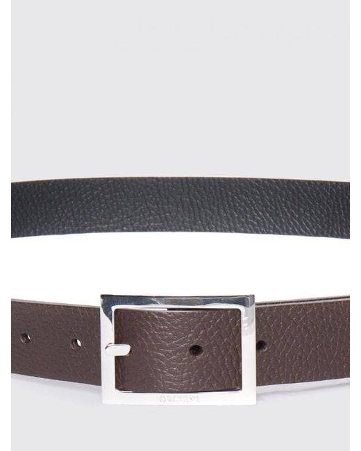 Orciani Brown Hammered Calfskin Leather Belt for men