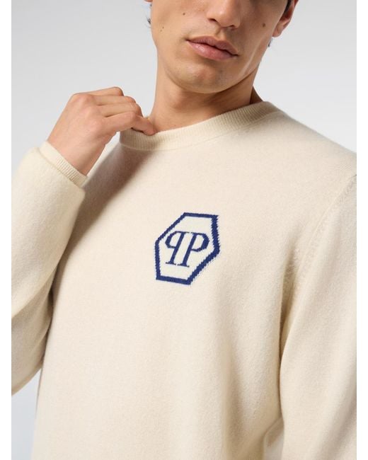 Philipp Plein Blue Pp Cashmere Crew Neck Sweater for men