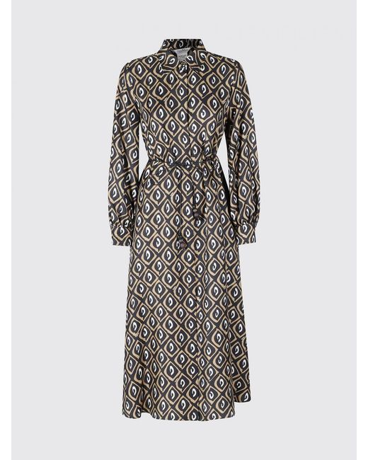 Max Mara Black Printed Silk Shirt Dress