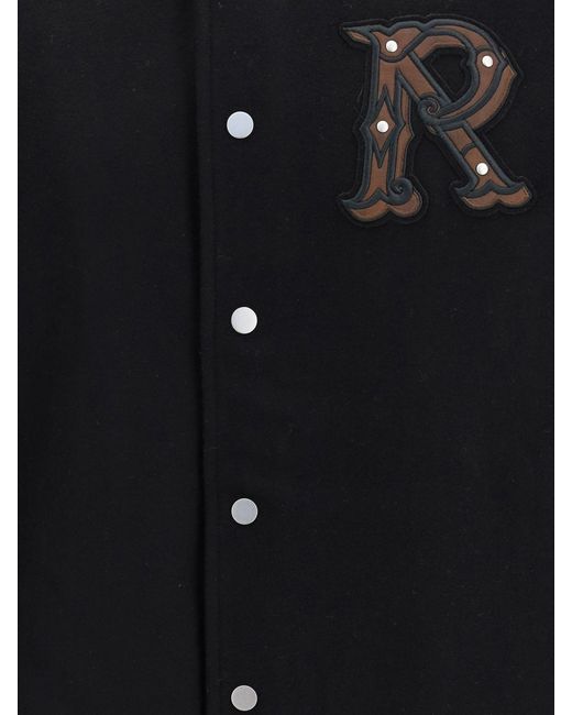 Represent Black Wool Bomber Jacket With Logo for men