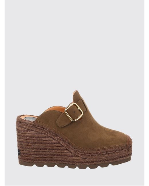 Stella McCartney Brown Gaia Synthetic Suede Wedge Mules