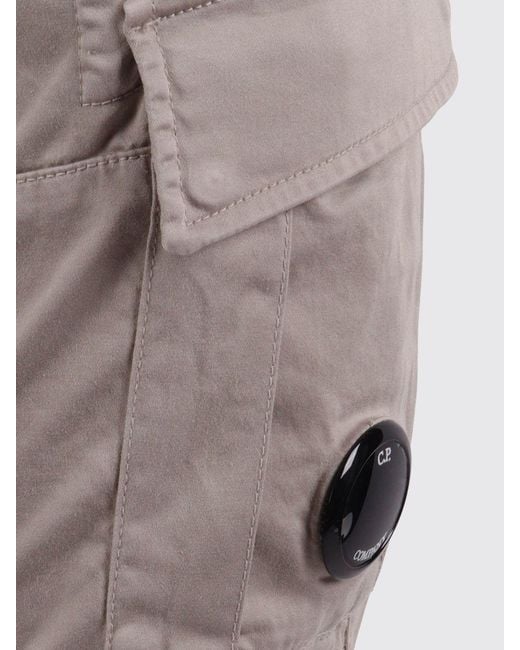 C P Company Gray Stretch Cotton Cargo Trousers for men