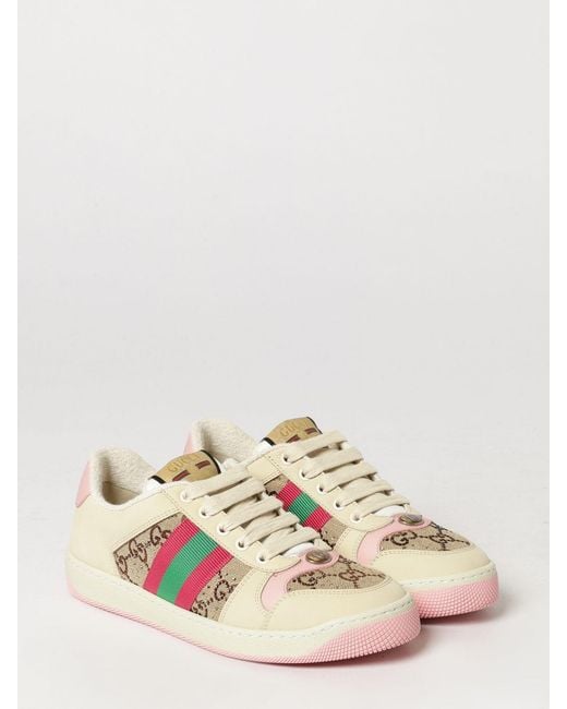 Gucci Natural Screener Jacquard Gg Monogram Leather And Cotton Low-Top Sneakers