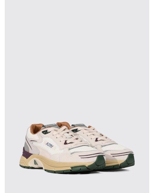 Autry White Hyperway Two-Tone Leather And Mesh Sneakers With Cut-Out Logo
