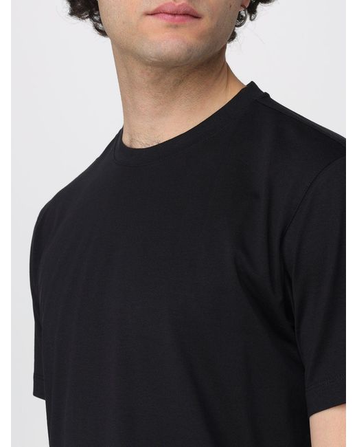 Zanone Black Basic Cotton And Silk T-Shirt for men