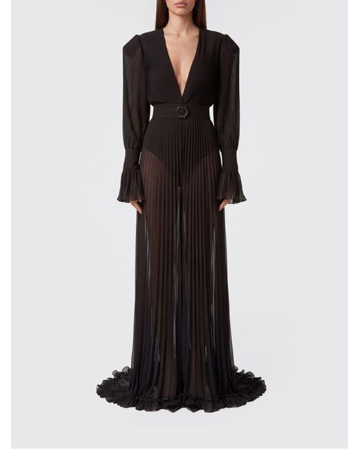 Vestido Plisado De Crepé Philipp Plein de color Black