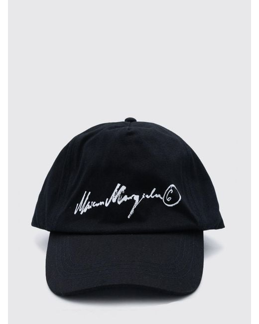 MM6 by Maison Margiela Black Cotton Baseball Cap With Printed Logo And Visor for men