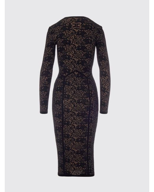 Elisabetta Franchi Black Lace Midi Sheath Dress With Cut-Out Details