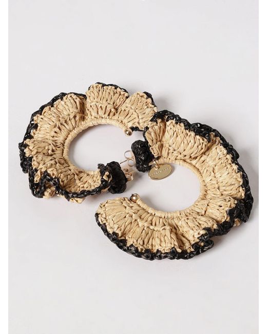 Liviana Conti Metallic Raffia Earrings