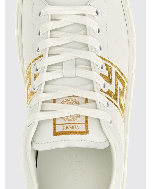 Versace Metallic Greca Leather Sneakers for men
