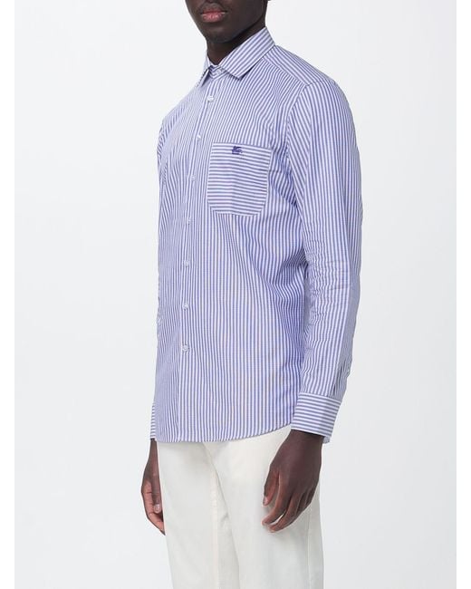 Etro Blue Striped Poplin Casual Shirt for men
