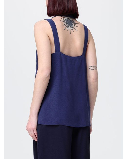 Emporio Armani Blue Fluid Viscose Top