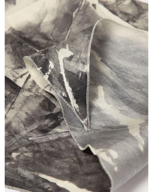 Alysi Gray Printed Silk Scarf
