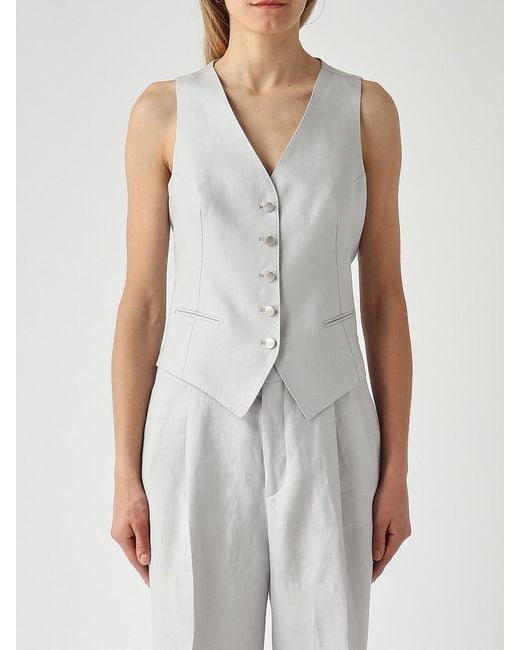 Tagliatore White Linen Single-Breasted Vest