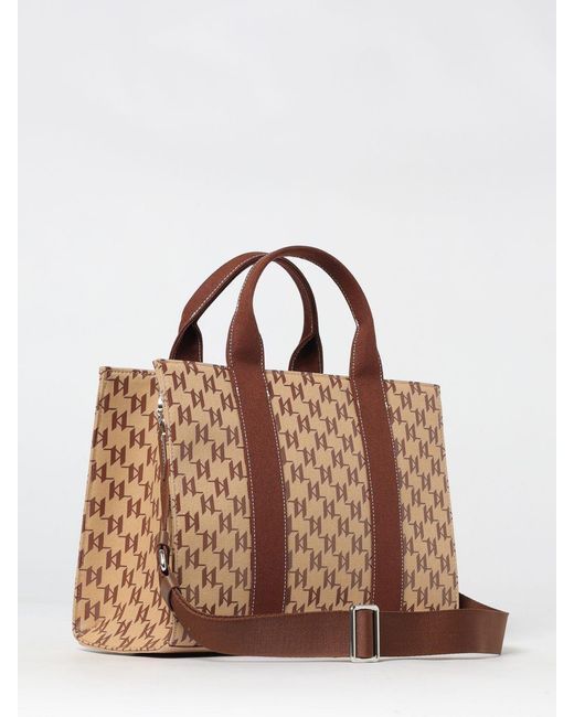 Karl Lagerfeld Brown Canvas Bag With All-Over Logo