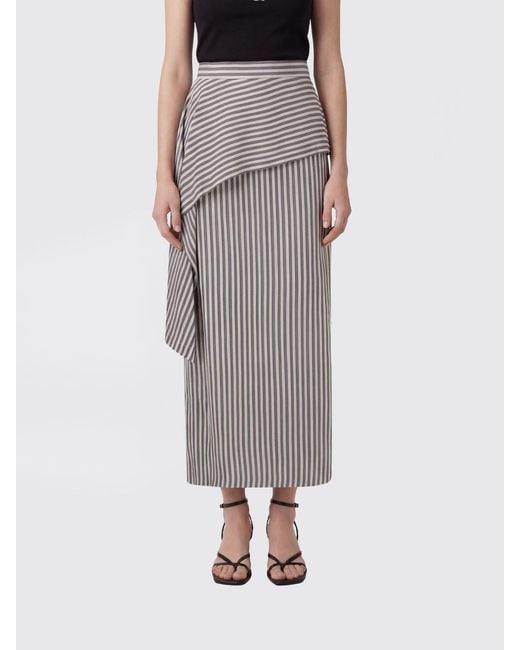 Tela Gray Tilda Striped Viscose Skirt