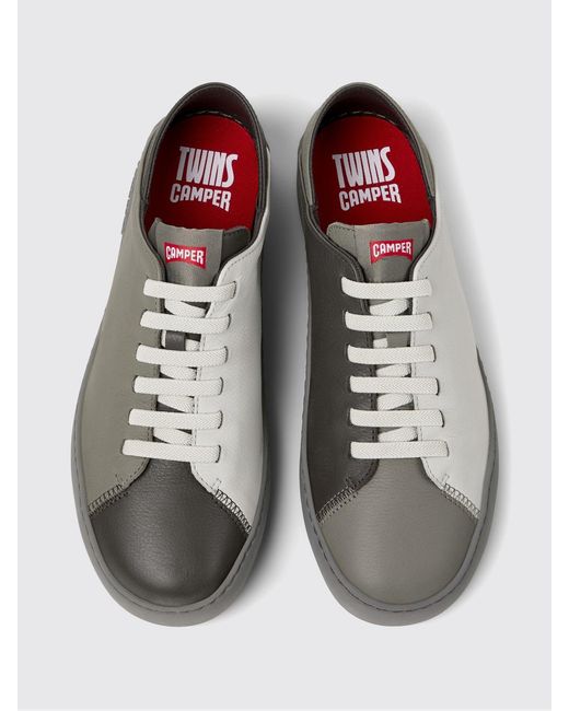 Camper Gray Twins Leather Sneakers for men