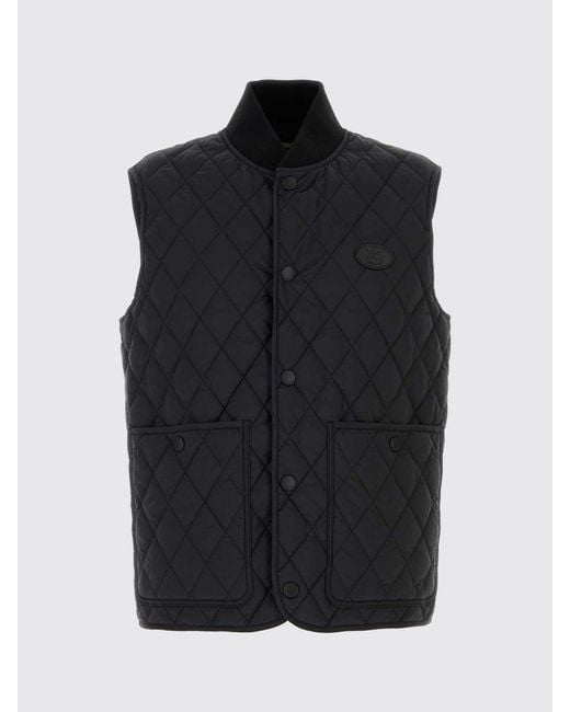 Burberry Blue Quilted Nylon Vest With Bomber Collar And Ekd Logo Detail for men
