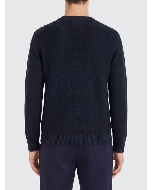 Ballantyne Blue Cotton And Linen Crew Neck Sweater for men
