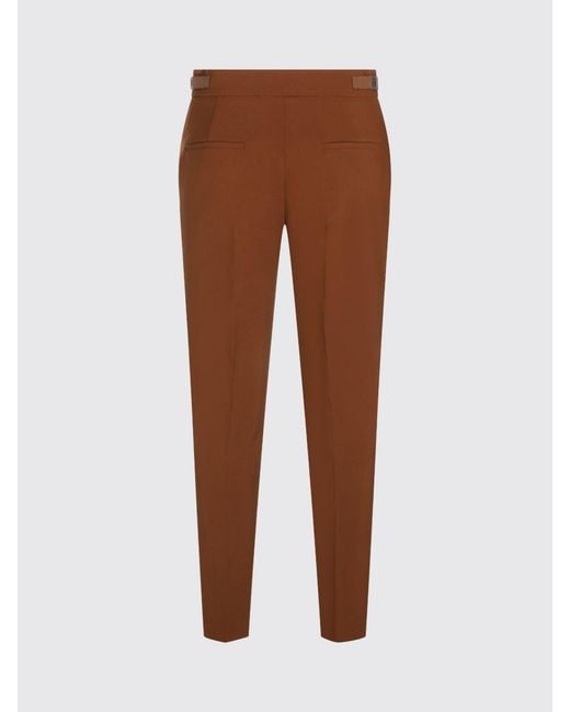 Max Mara Brown Acino Mid-Rise Slim Fit Skinny Wool Trousers