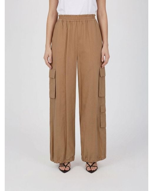 Twinset Natural Cotton Cargo Pants