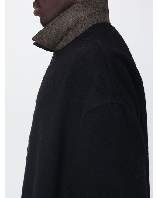 Rick Owens Black Single-Breasted Long Coat for men