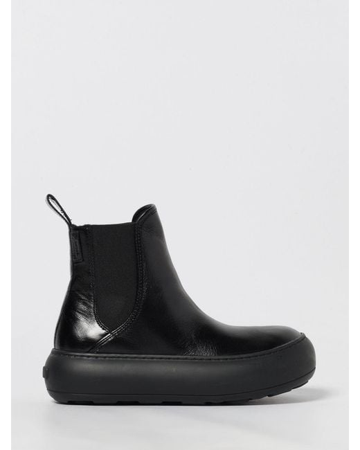 Moschino Couture Black Shiny Leather Ankle Boots