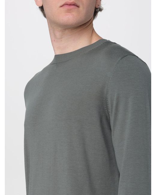 Kangra Gray Cotton And Silk Crew Neck Pullover for men