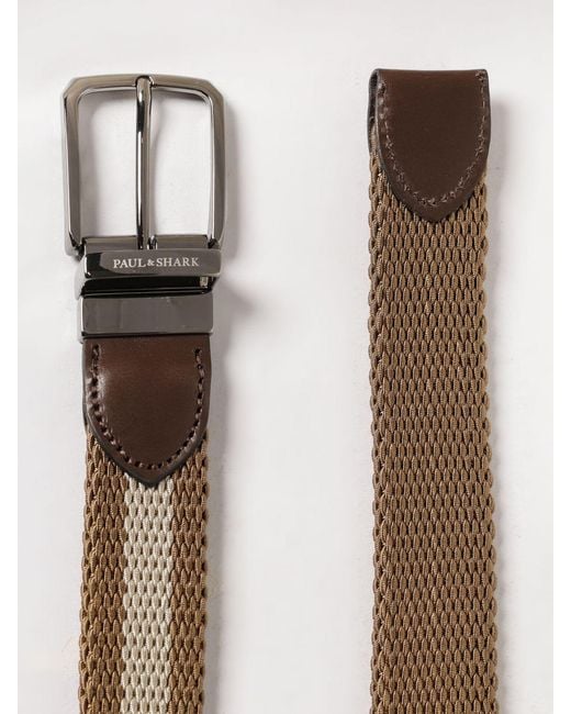 Paul & Shark Brown Paul &Amp Shark Striped Viscose Canvas Belt for men