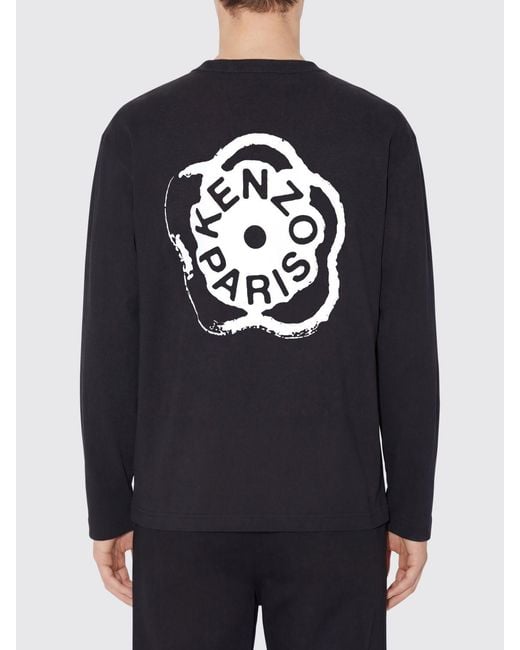 KENZO Blue Cotton Crew Neck T-Shirt With Logo for men