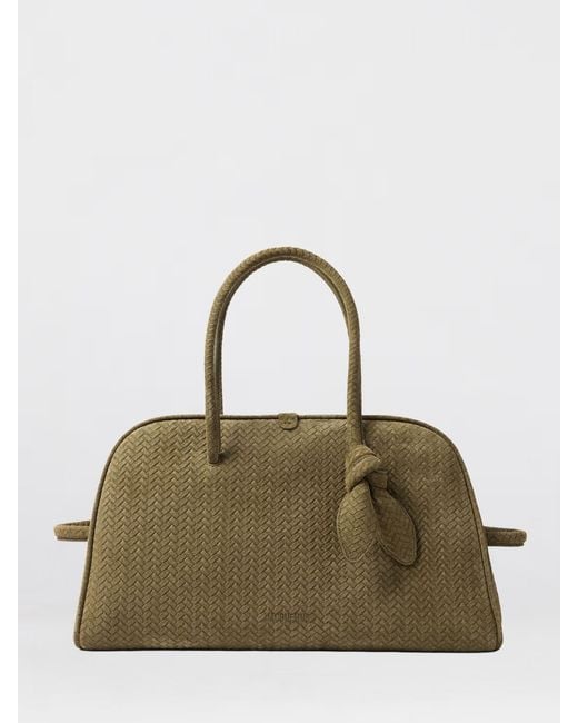 Jacquemus Green Le Turismo Suede And Woven Leather Bag