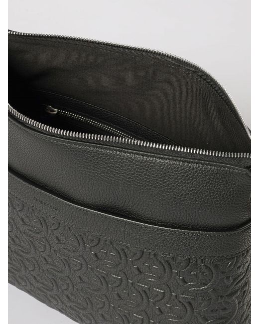 Ferragamo Black Gancini Messenger Bag for men
