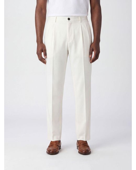 Incotex White Stretch Cotton And Linen Chino Trousers for men