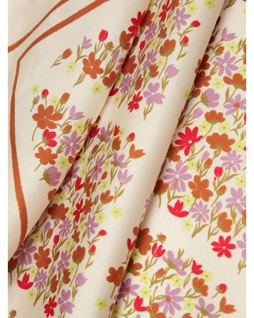 Coccinelle Natural Square Silk Scarf With All-Over Floral Print