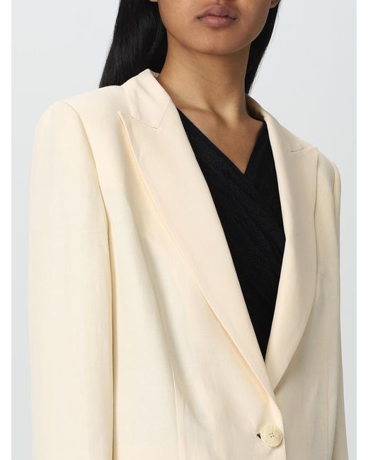 Twinset Natural Blazer In Linen Blend