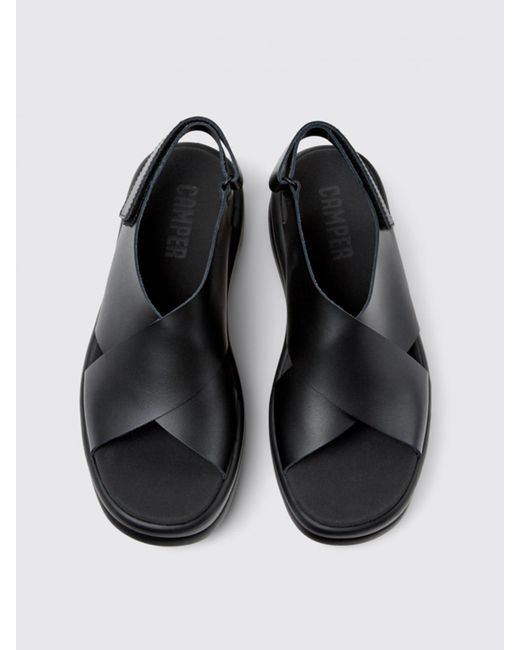 Camper Black Flat Sandals