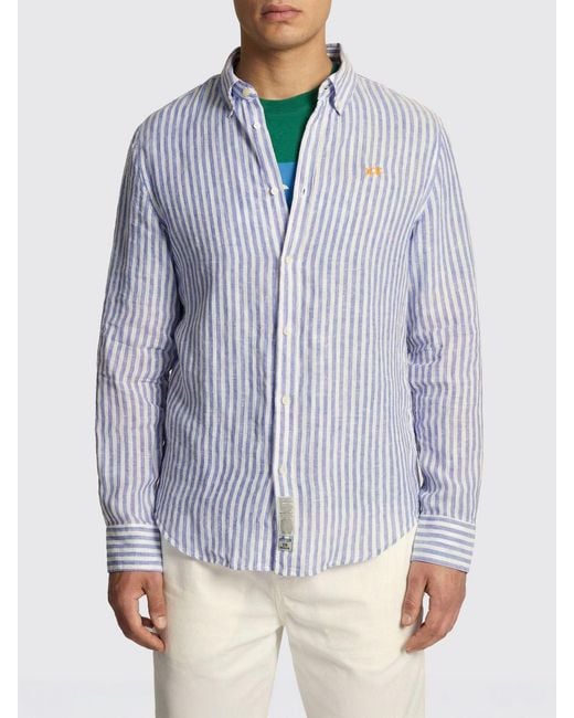 La Martina Blue Striped Linen Shirt for men