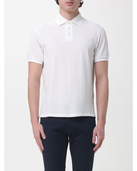 Emporio Armani White Structured Cotton Polo for men