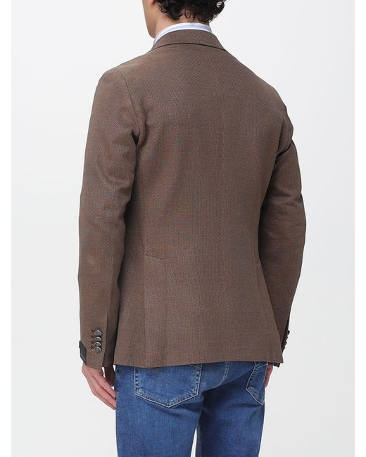 Tagliatore Brown Single-Breasted Cotton Blend Blazer for men