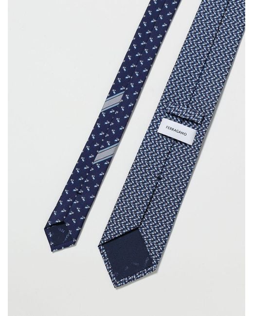 Ferragamo White Pelican Print Silk Tie for men